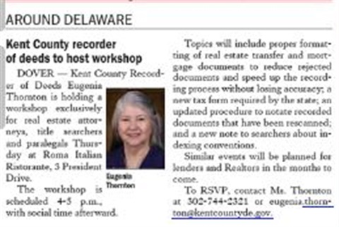 Delaware State News article on Workshop